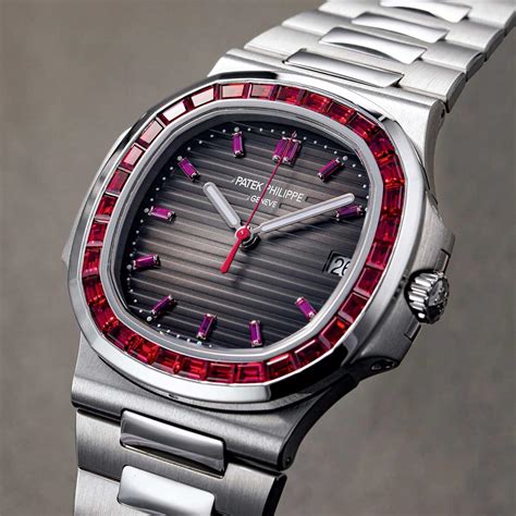 Patek Philippe Platinum Nautilus Red Rubies Bezel Limited